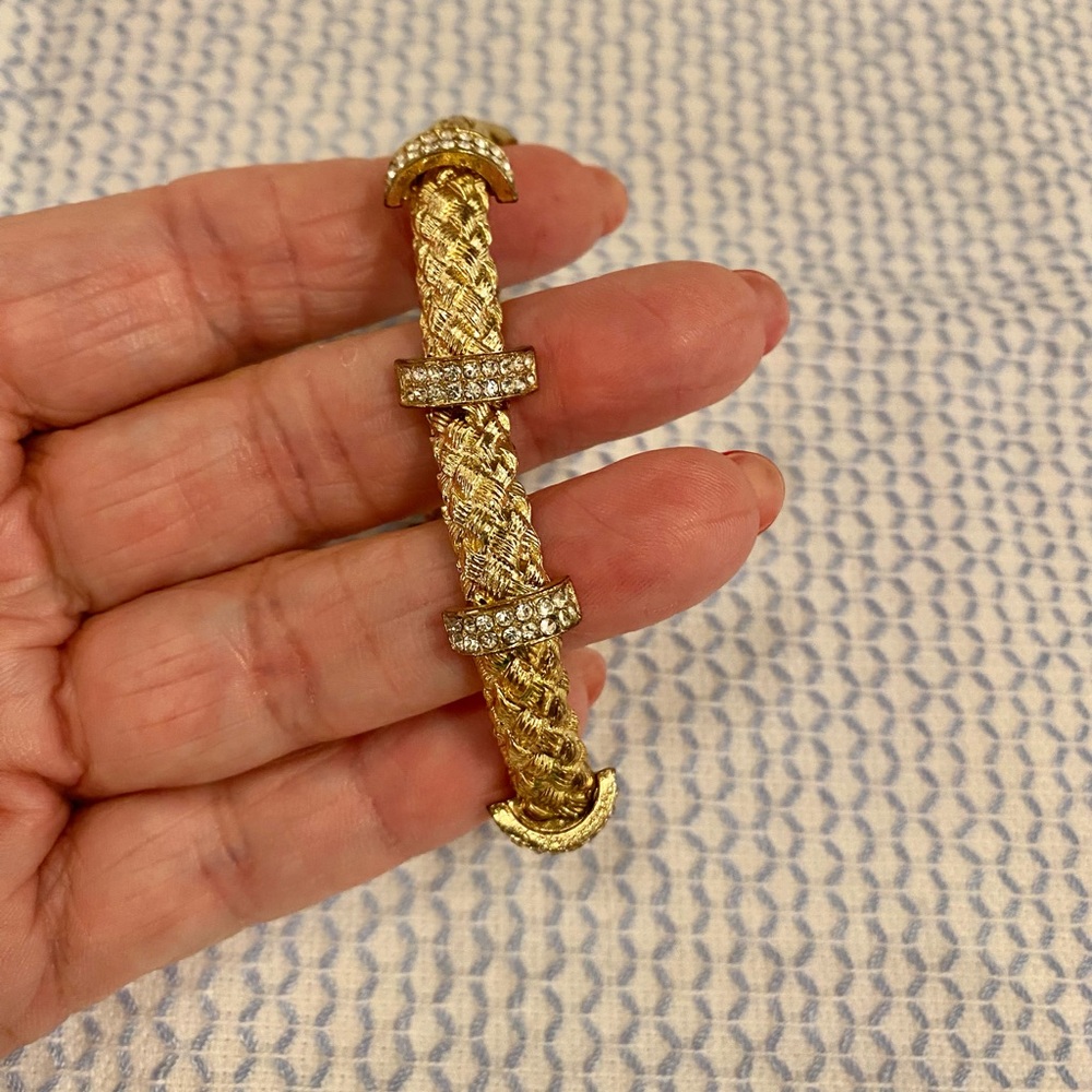 Bracelet gold plated and silver plated crystals stretch flexible -Size 7”